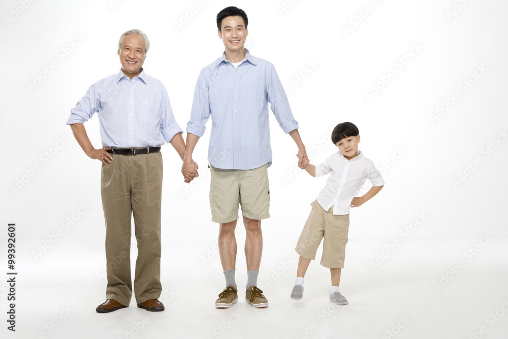 Portrait of three generations of males