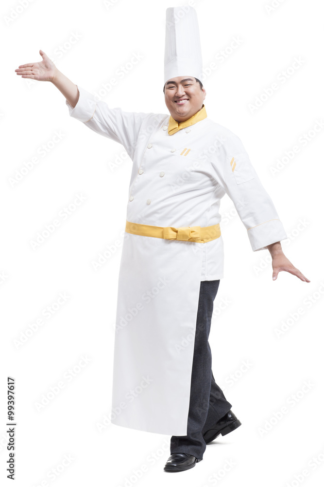 Cheerful Chubby cook posing