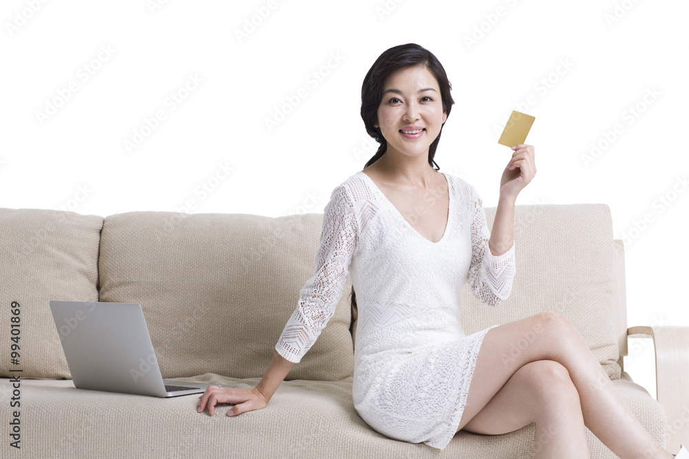 Young woman doing online shopping