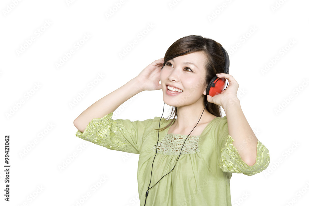 Portrait of Young Woman with Headphones