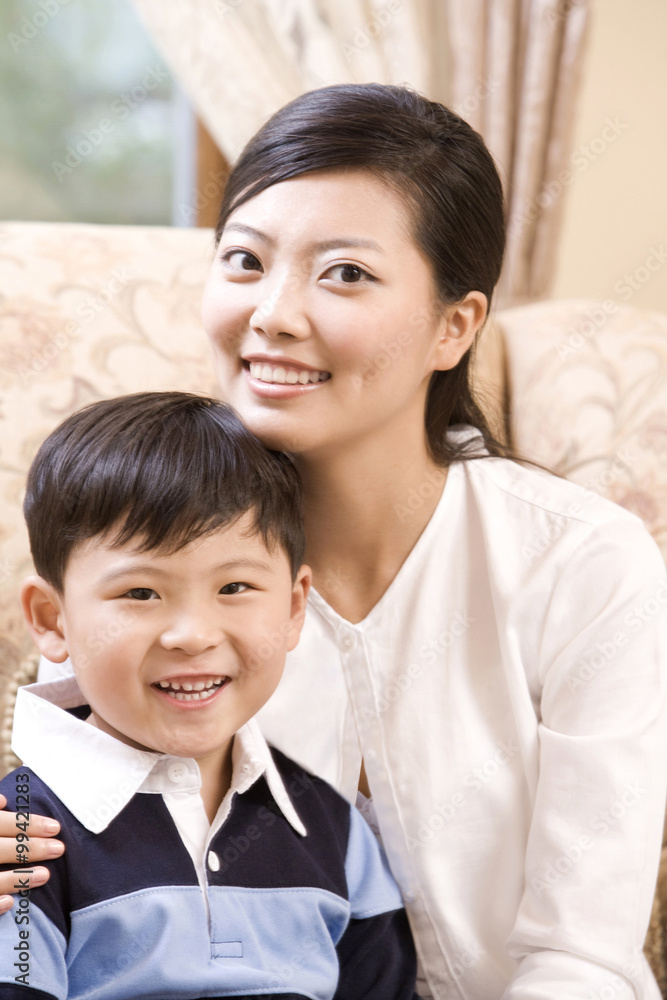 Portrait of mother and son