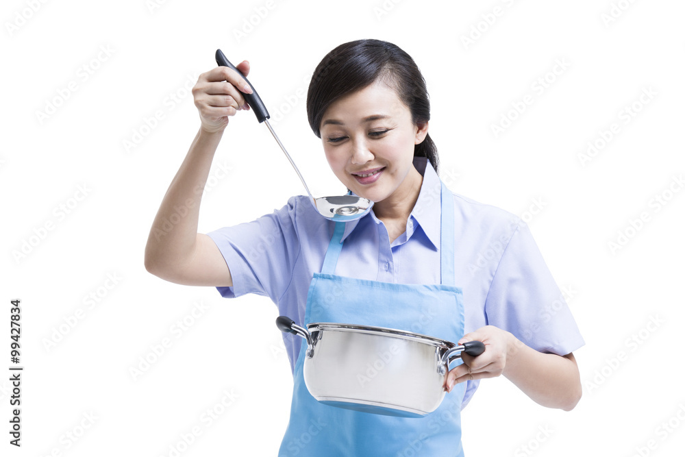 Domestic servant cooking