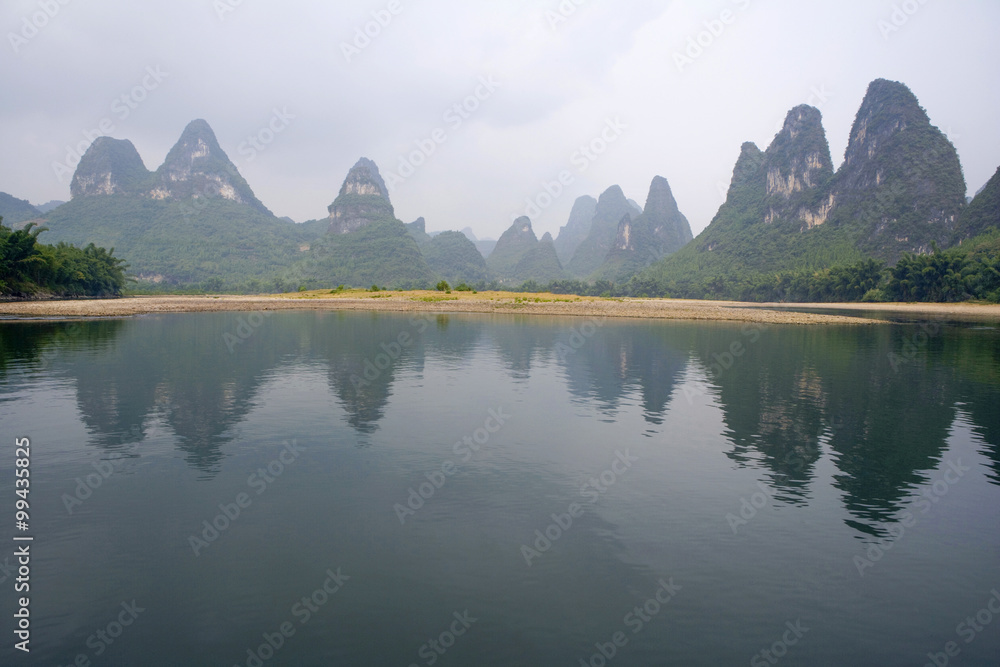 View of the Guilin hills from a boat