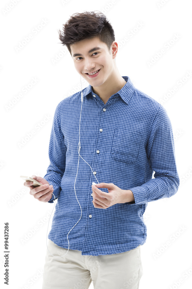 Young man listening to music