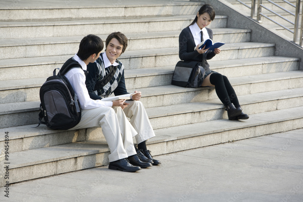 Students on the steps