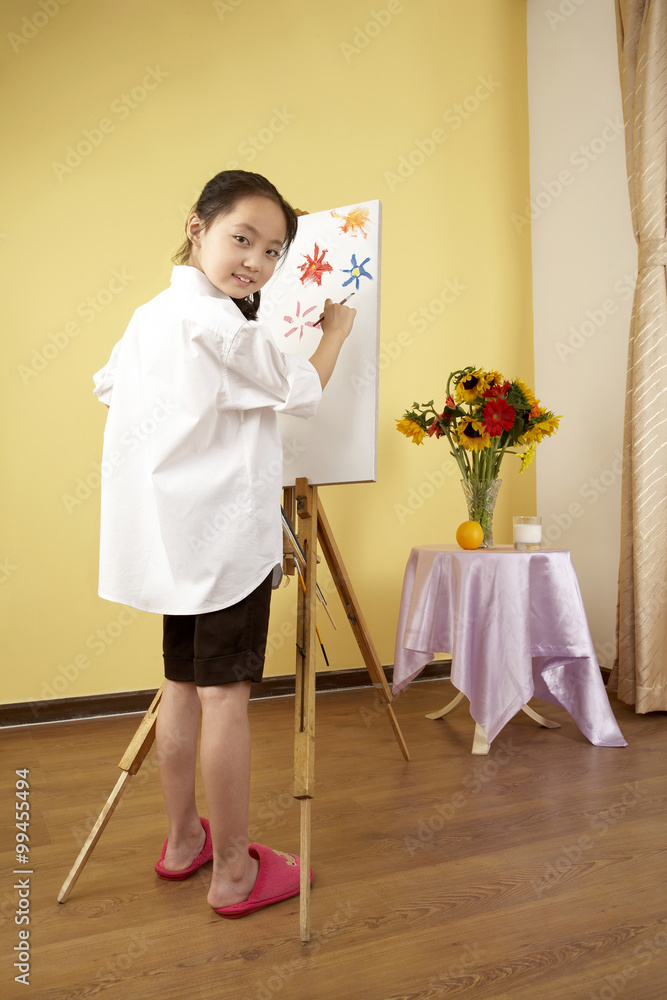 Girl Painting Flowers