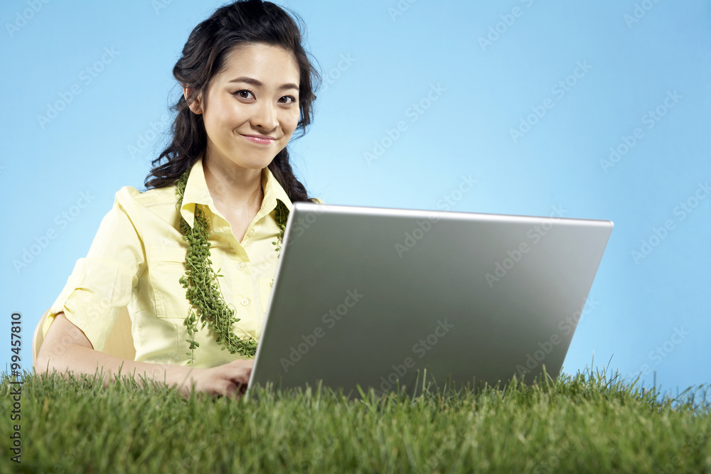 Portrait Of Businesswoman With A Computer