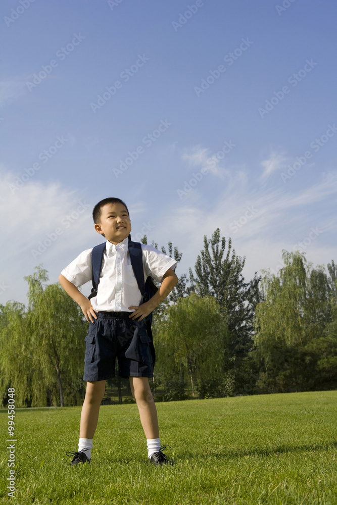 Elementary school student in the park