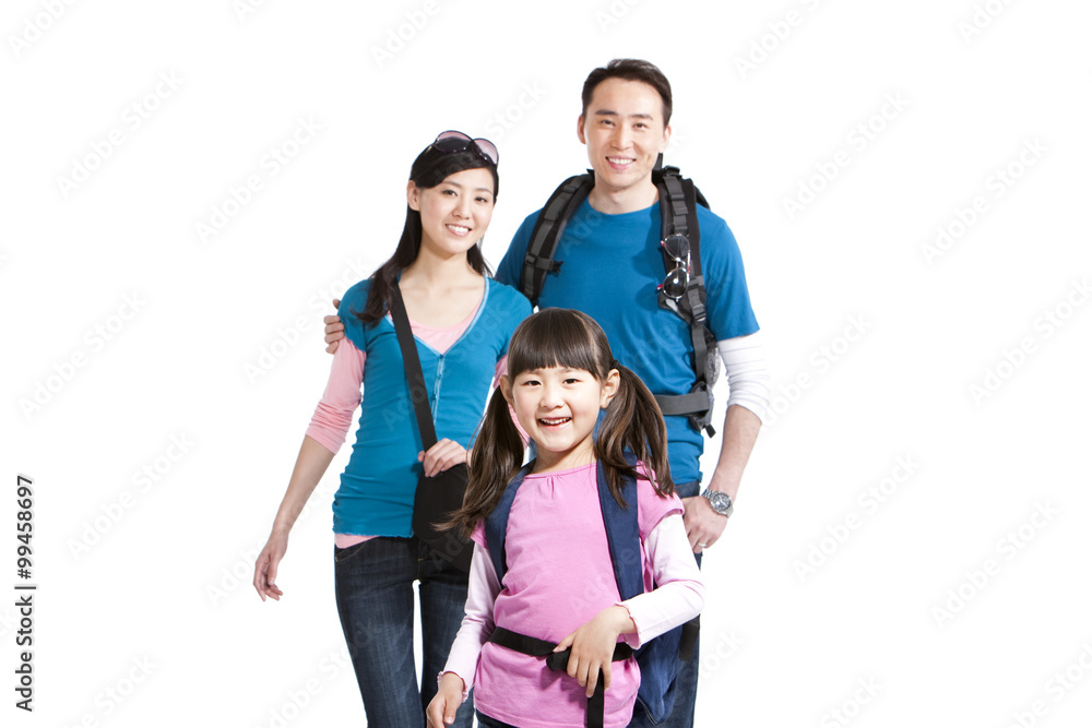 Portrait of happy family travelling 