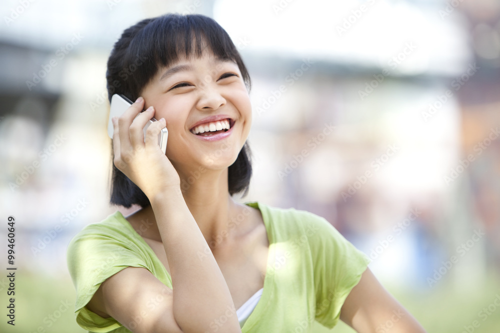 Schoolgirl on the phone