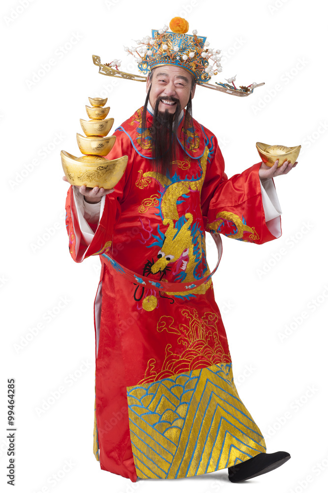 Chinese God of Wealth celebrating Chinese New Year