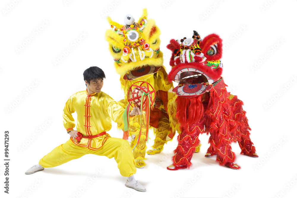 Chinese traditional lion dancing