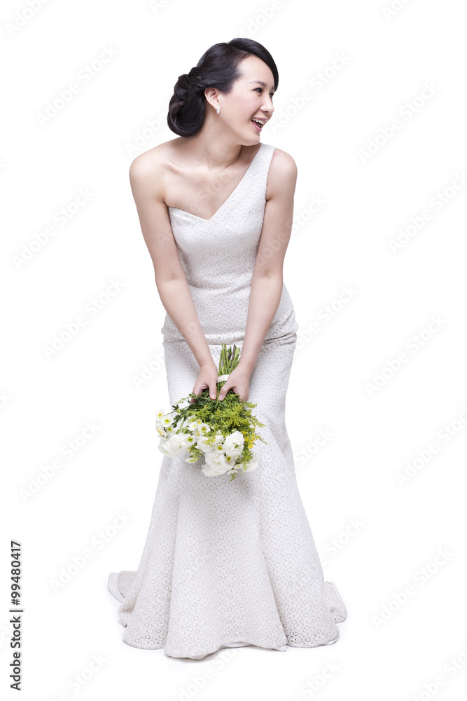 Beautiful young woman with bouquet