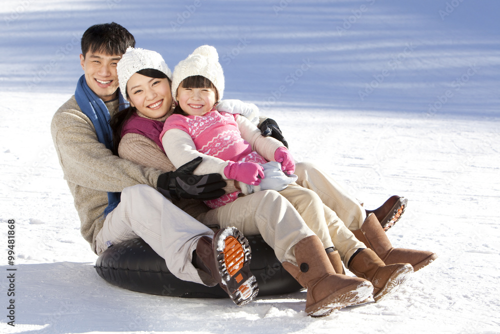 Family having fun in snow