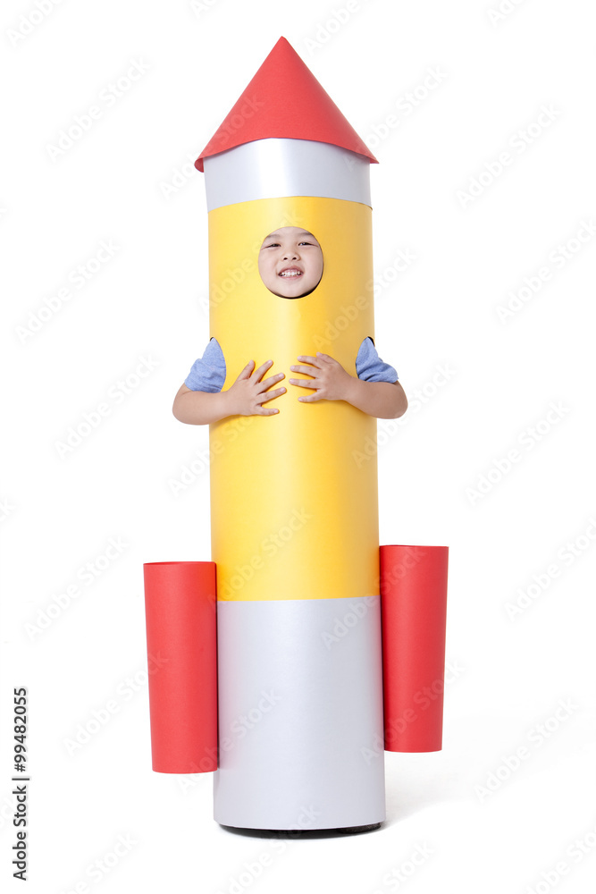 Boy and a toy rocket