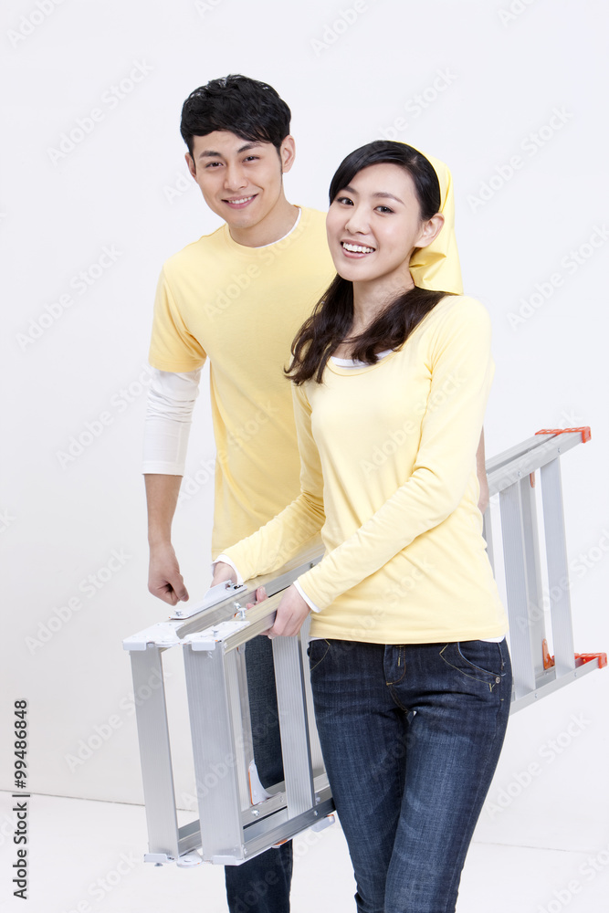 Young couple doing home DIY