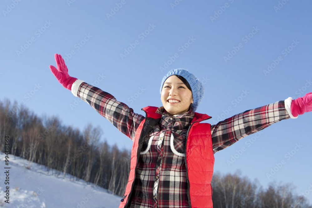 Young woman in ski resort