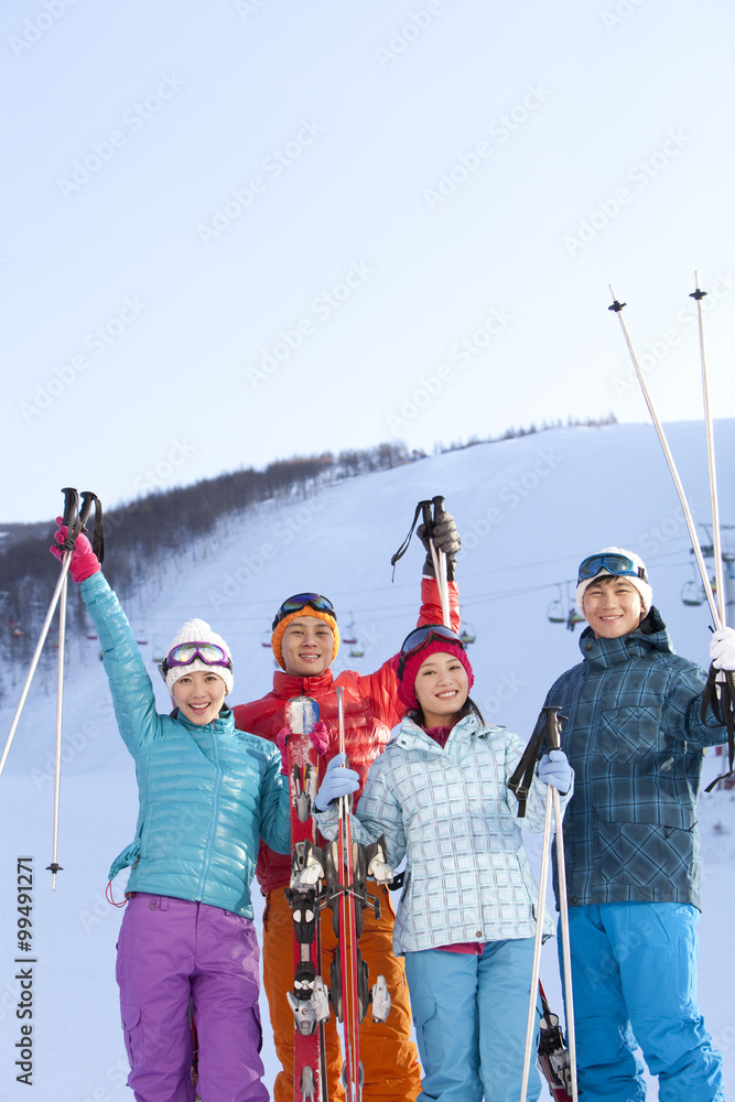 Young people going for skiing