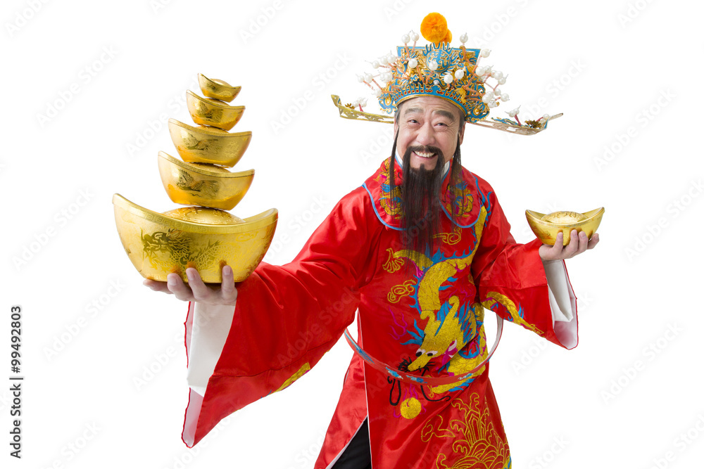 Chinese God of Wealth celebrating Chinese New Year