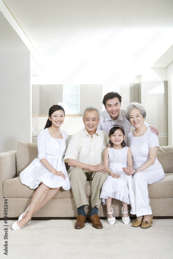 Portrait of a three generation family at home