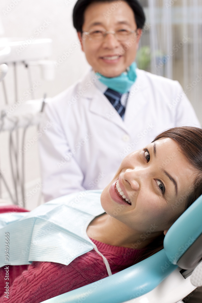 Patient receiving treatment in dental clinic