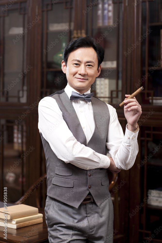 Successful businessman with cigar