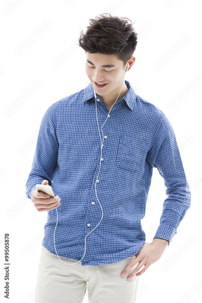 Young man listening to music