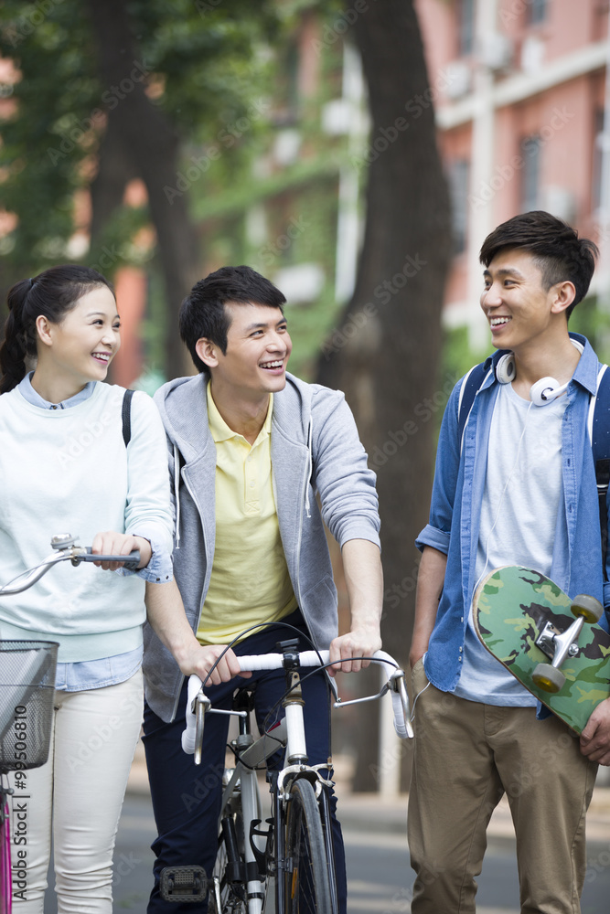 Happy college students on campus