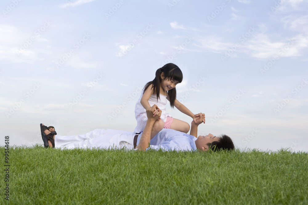 Happy moment between father and daughter