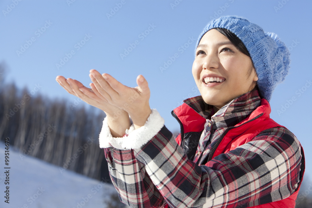 Young woman in ski resort