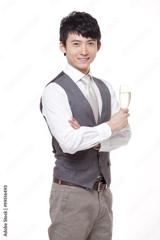 Confident young man with champagne