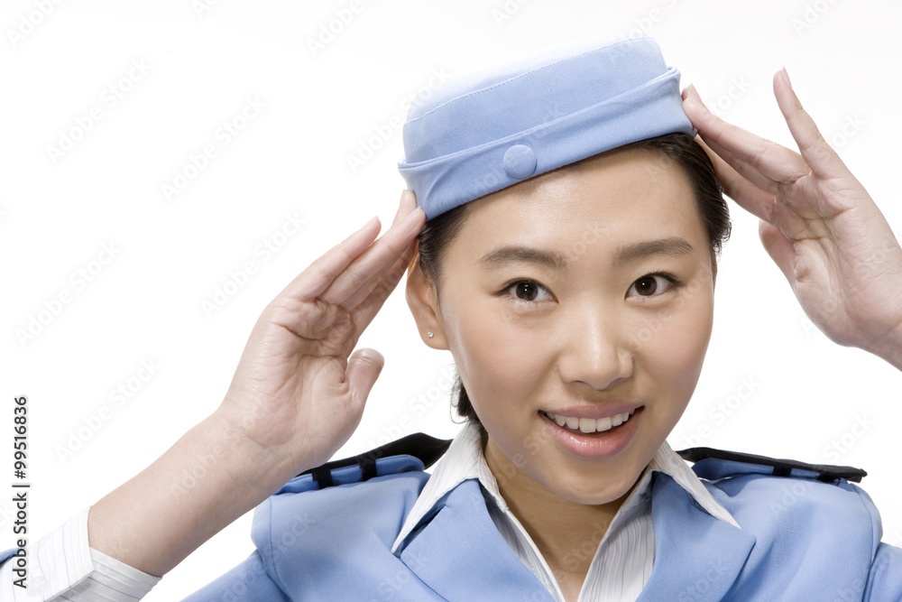 Smiling Flight Attendant