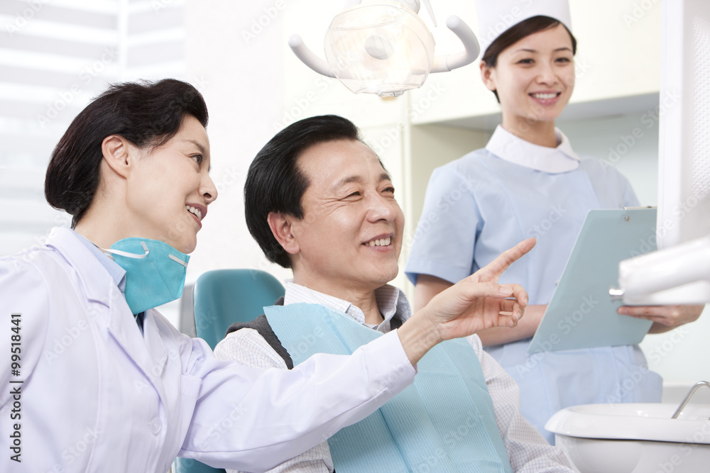 Patient receiving treatment in dental clinic