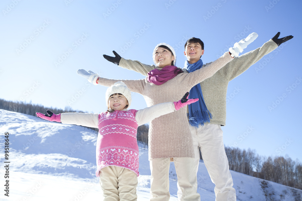 Family having fun in snow