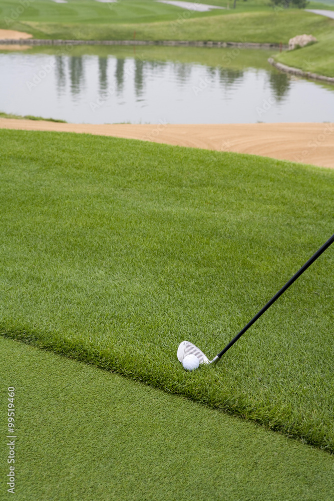 Close-up of chipping golf ball