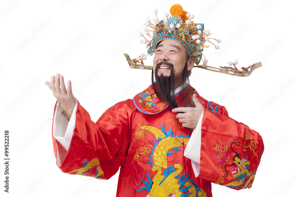 Chinese God of Wealth celebrating Chinese New Year