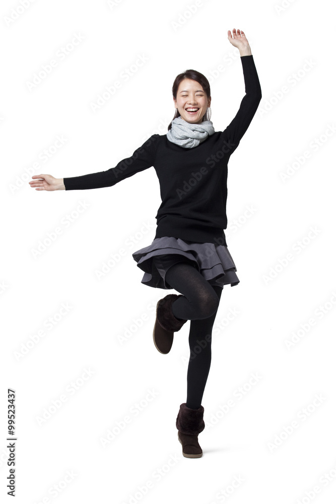 Young woman jumping