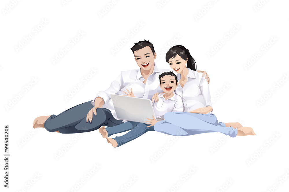 Family using computer