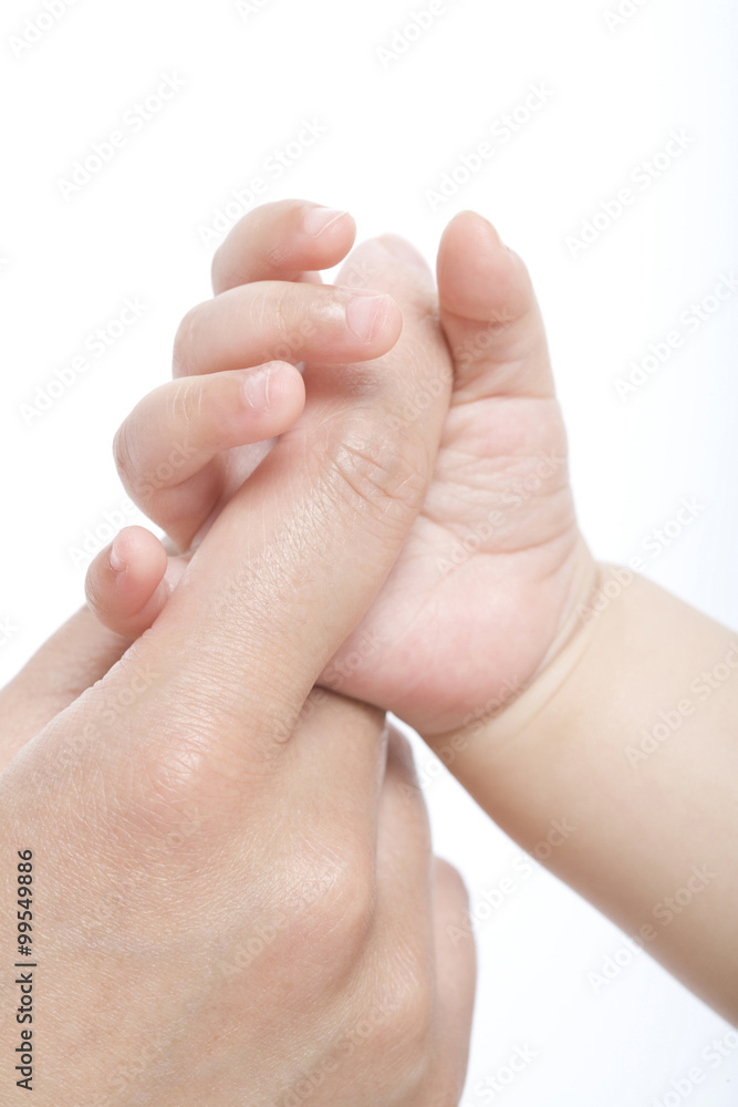 Adult and infant hands