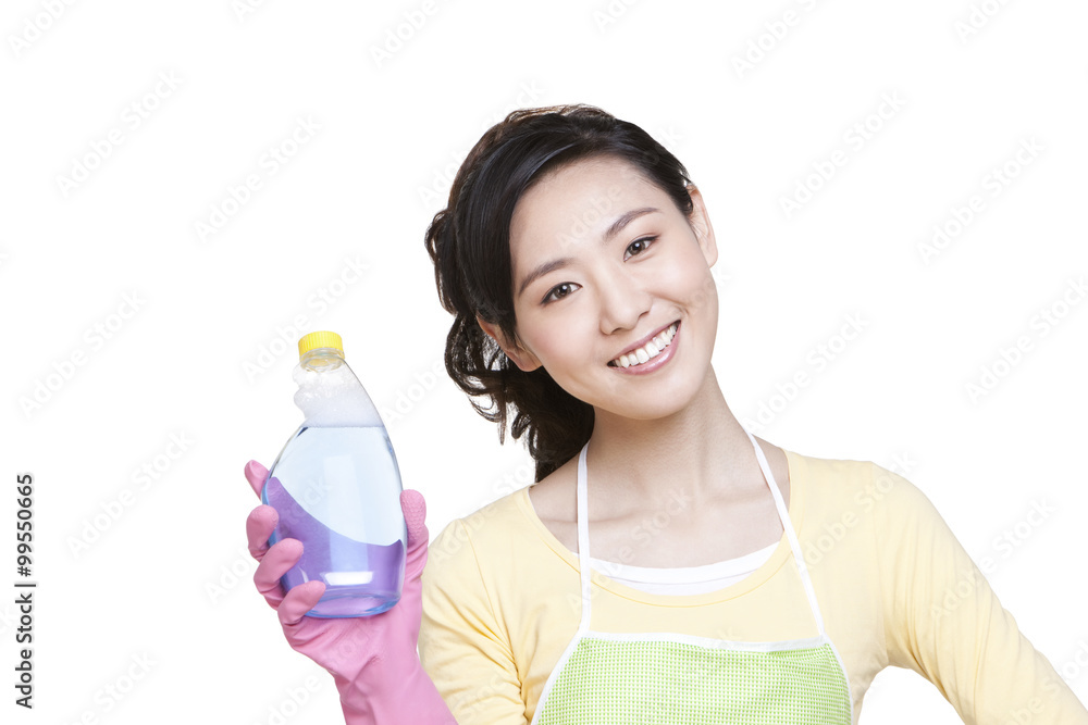 Housewife with Cleaning Product