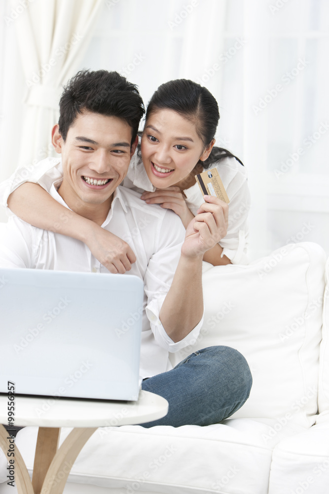 Young couple online shopping