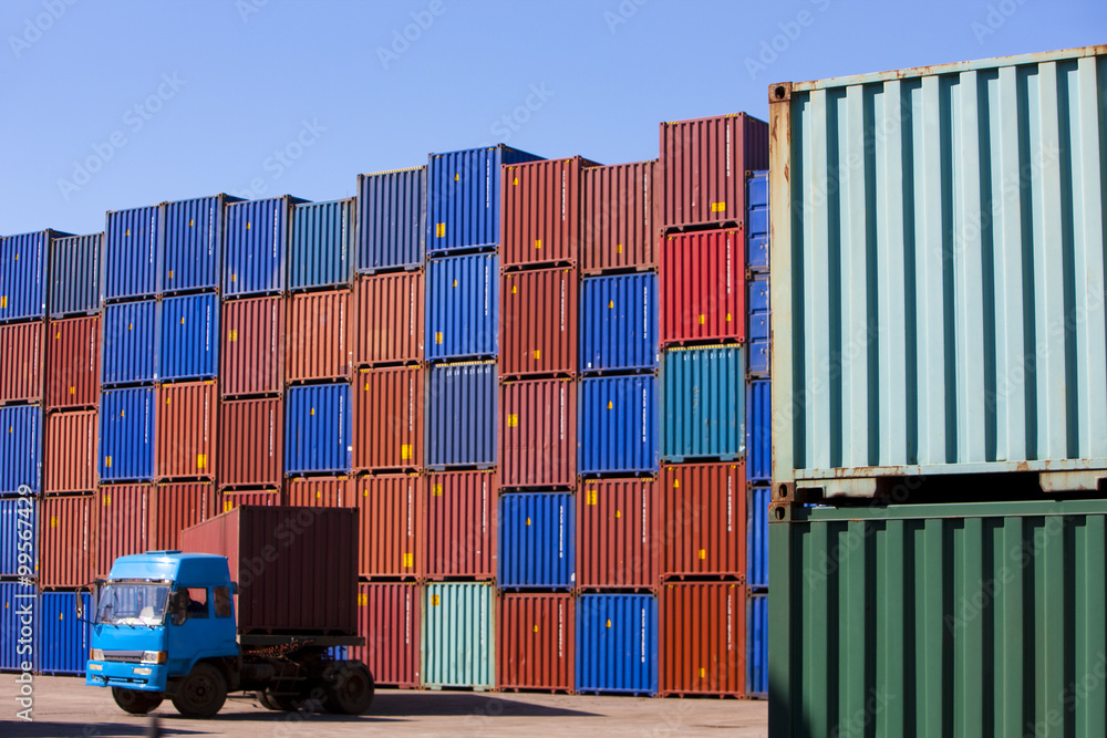 Cargo containers in shipping dock