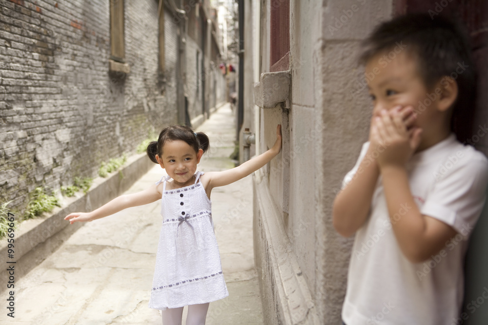 Children playing hide and seek