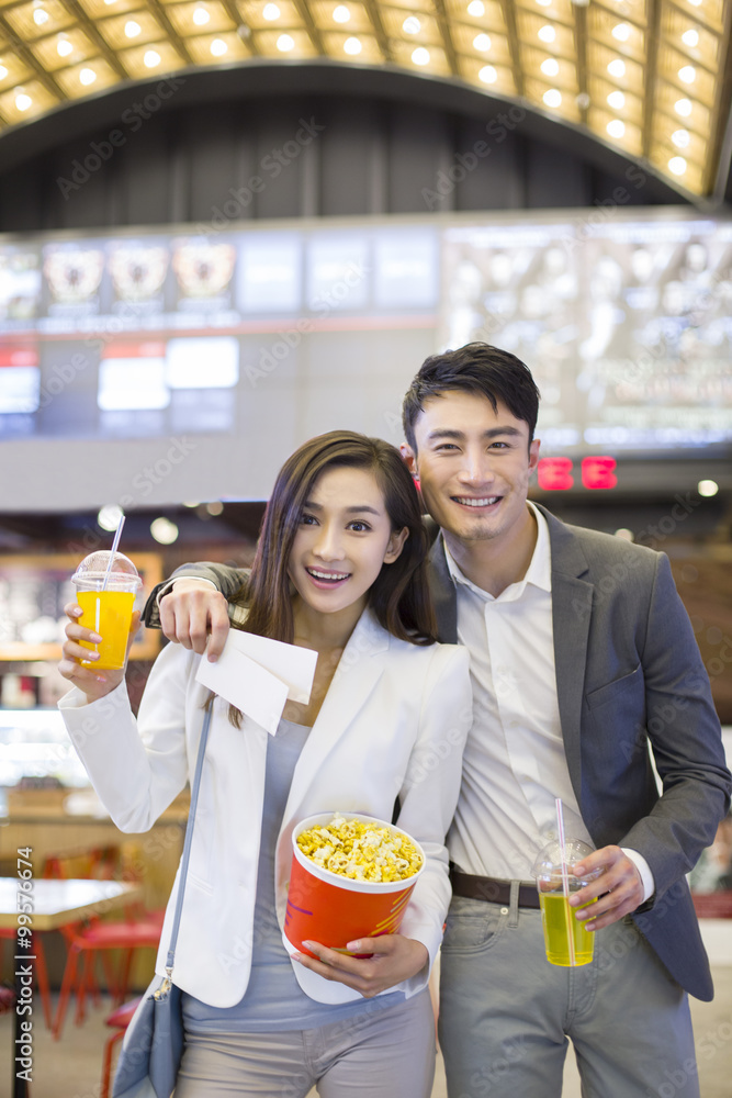 Young couple going to the movies