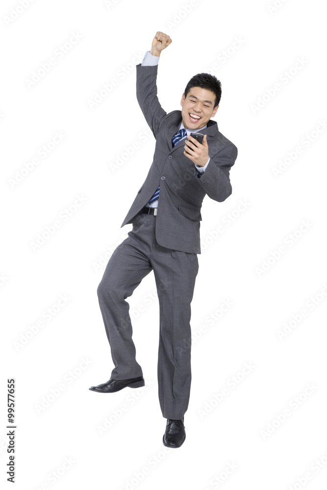 Businessman celebrating