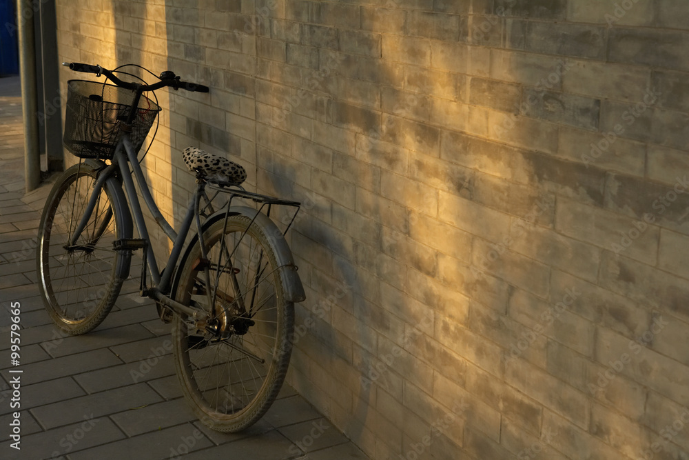 A Vintage Bicycle Leaning Against A Wall