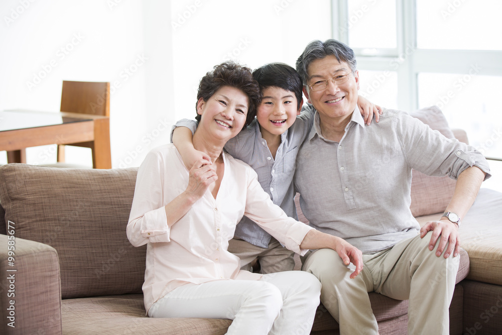 Happy grandparents and grandson