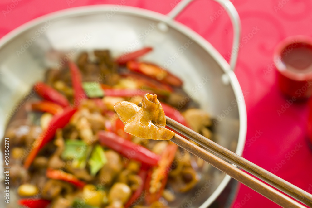 Chinese cuisine griddle pork intestines