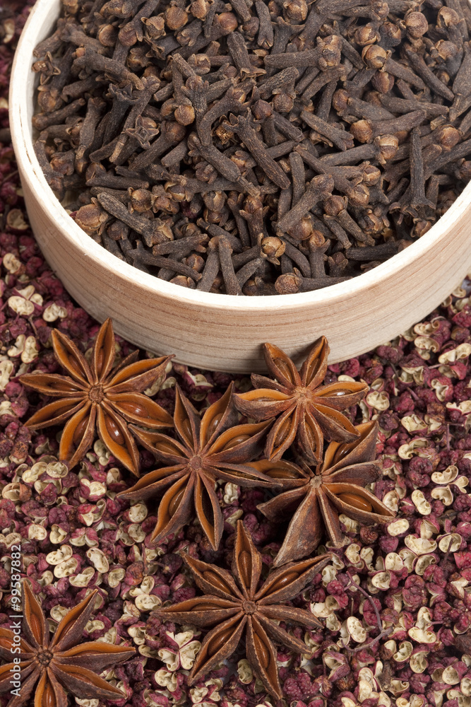 Close-up of different spices