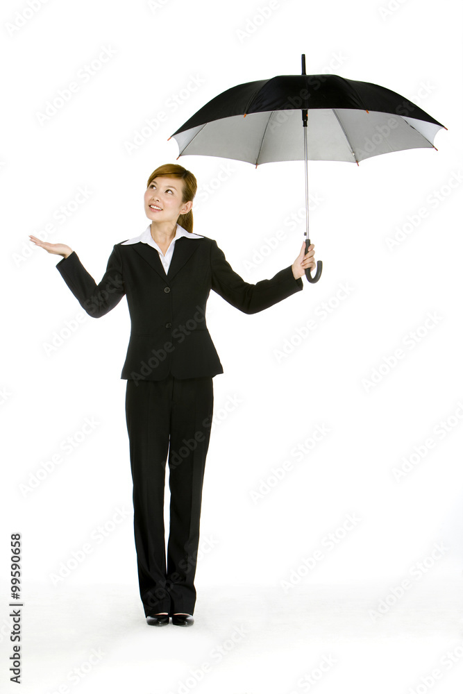 Woman Looking Out From Under Umbrella